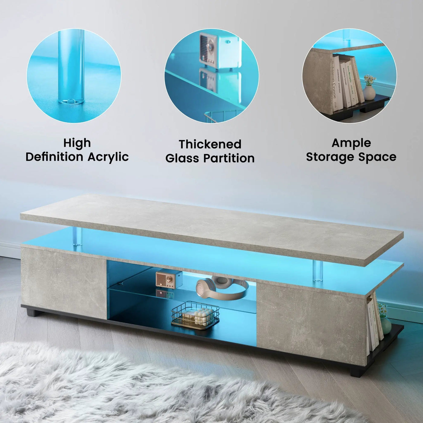 TV Stant With LED And Large Side Cabinet by HouseOfZazla