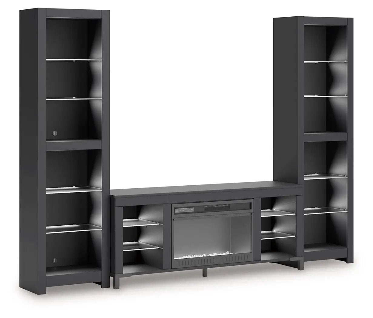 Cayberry - 3-Piece Entertainment Center With Electric Fireplace - Black by Unique Piece Furniture