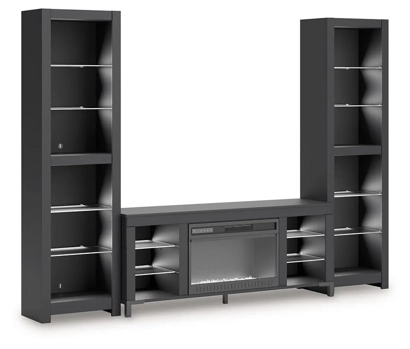 Cayberry - 3-Piece Entertainment Center With Electric Fireplace - Black by Unique Piece Furniture