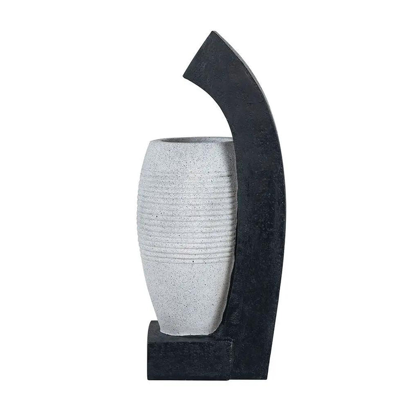 Water Fountain With Vase Design, With Light And Pump, For Indoor And Outdoor - Black / White by Unique Piece Furniture