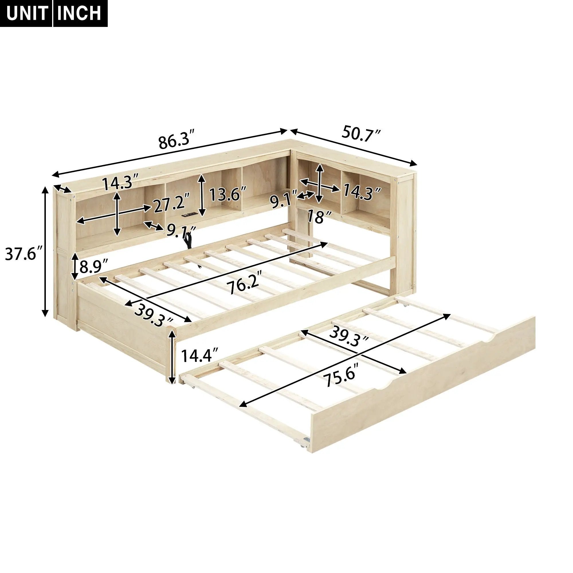 Daybed With Trundle, Storage Cabinets, USB Ports by Unique Piece Furniture