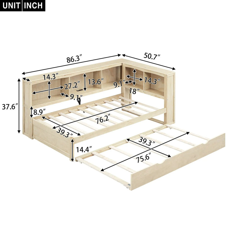 Daybed With Trundle, Storage Cabinets, USB Ports by Unique Piece Furniture
