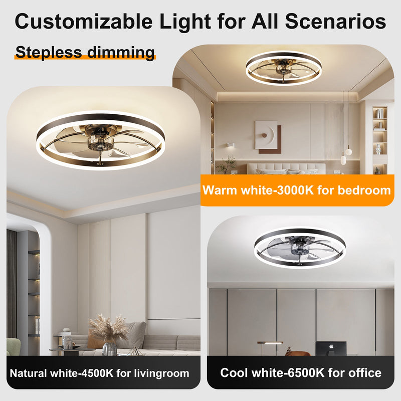 Smart Ceiling Fan with LED Light, 7 Blades Modern Metal Design by HouseOfZazla