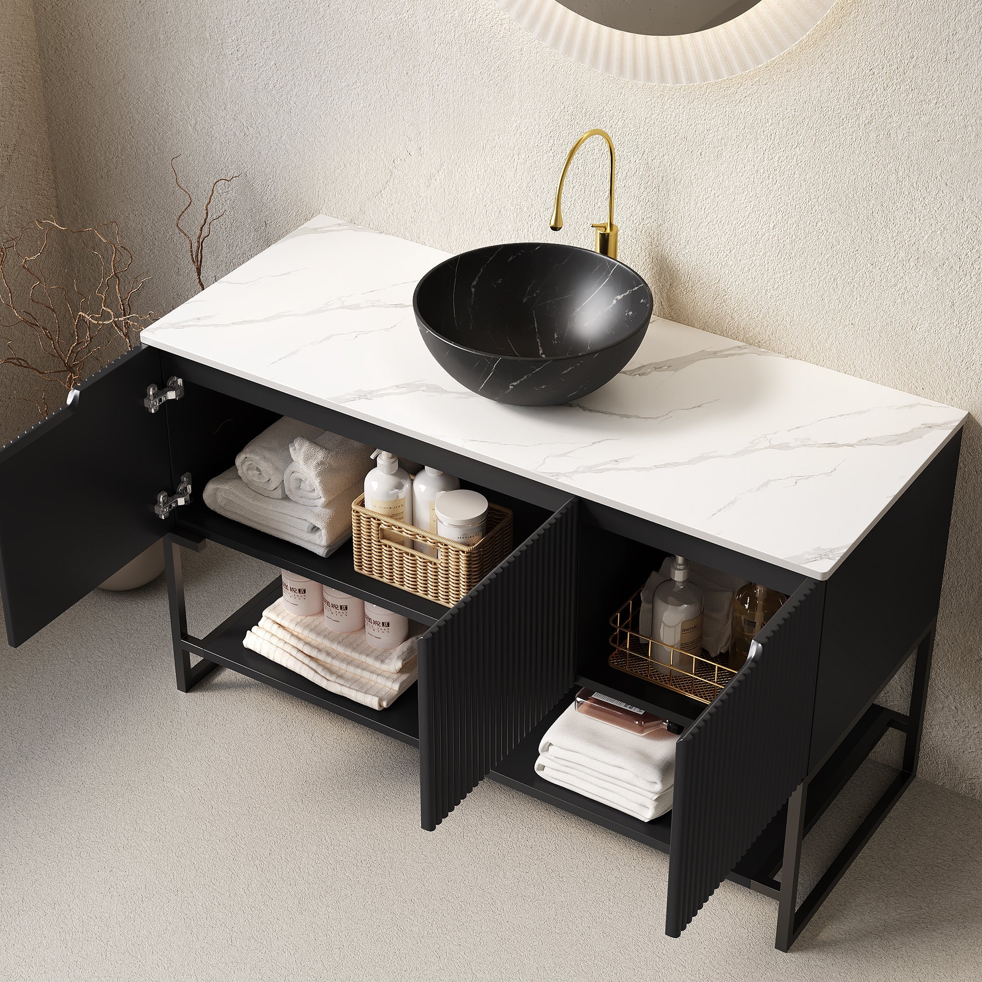 Tulio 48" Bathroom Vanity & Sink, Freestanding Storage Cabinet by HouseOfZazla