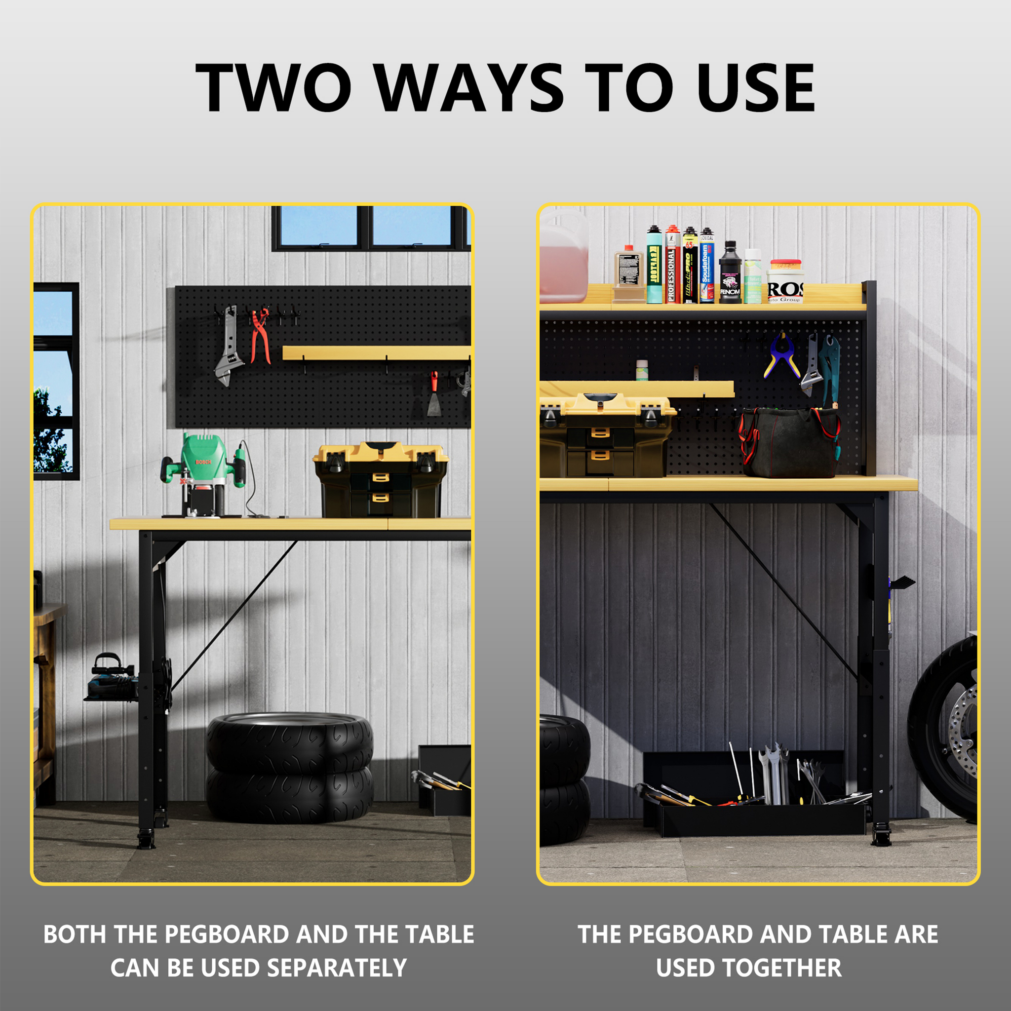 71" Adjustable Workbench with Pegboard by HouseOfZazla