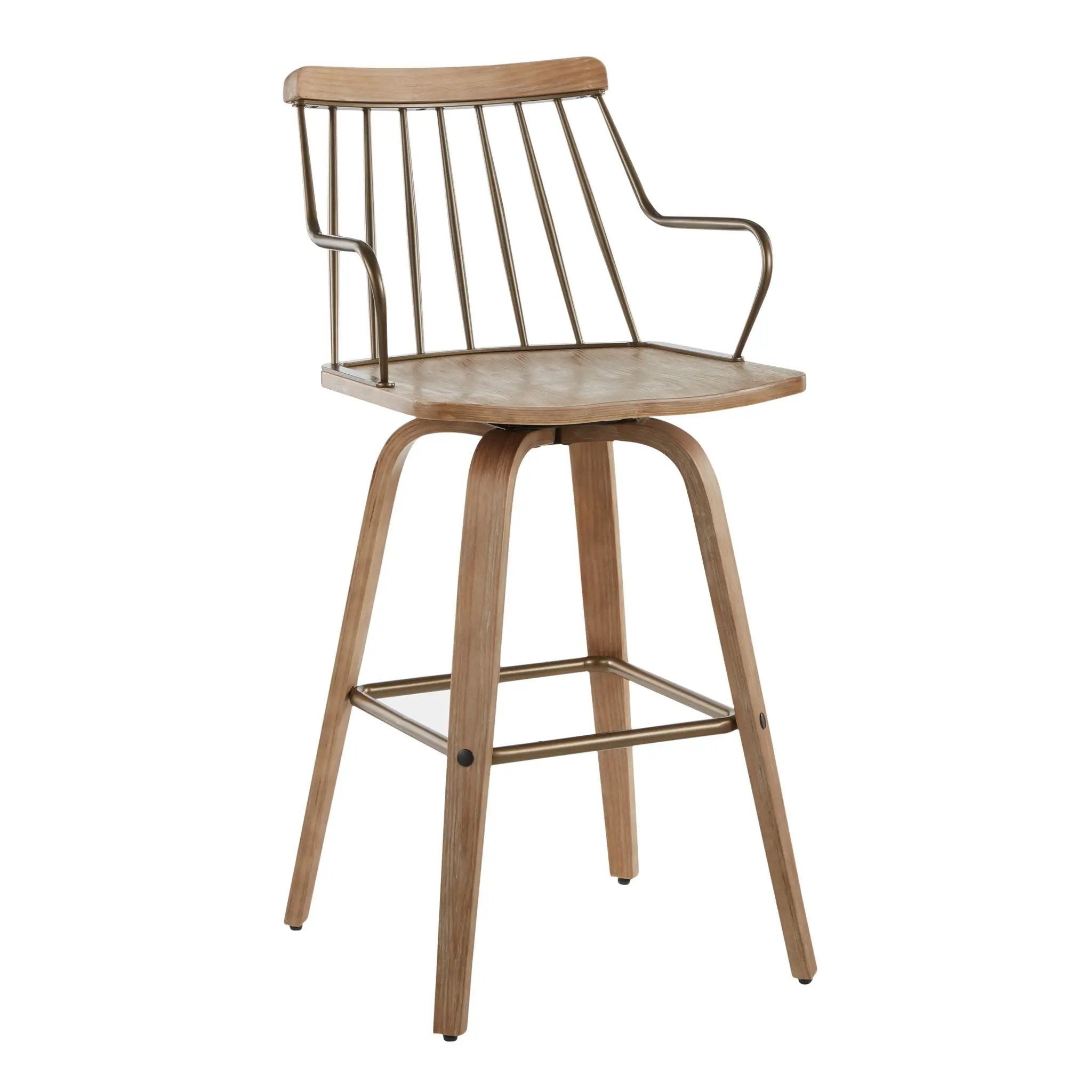 Preston - Farmhouse Counter Stool - White Washed / Antique Copper by Unique Piece Furniture