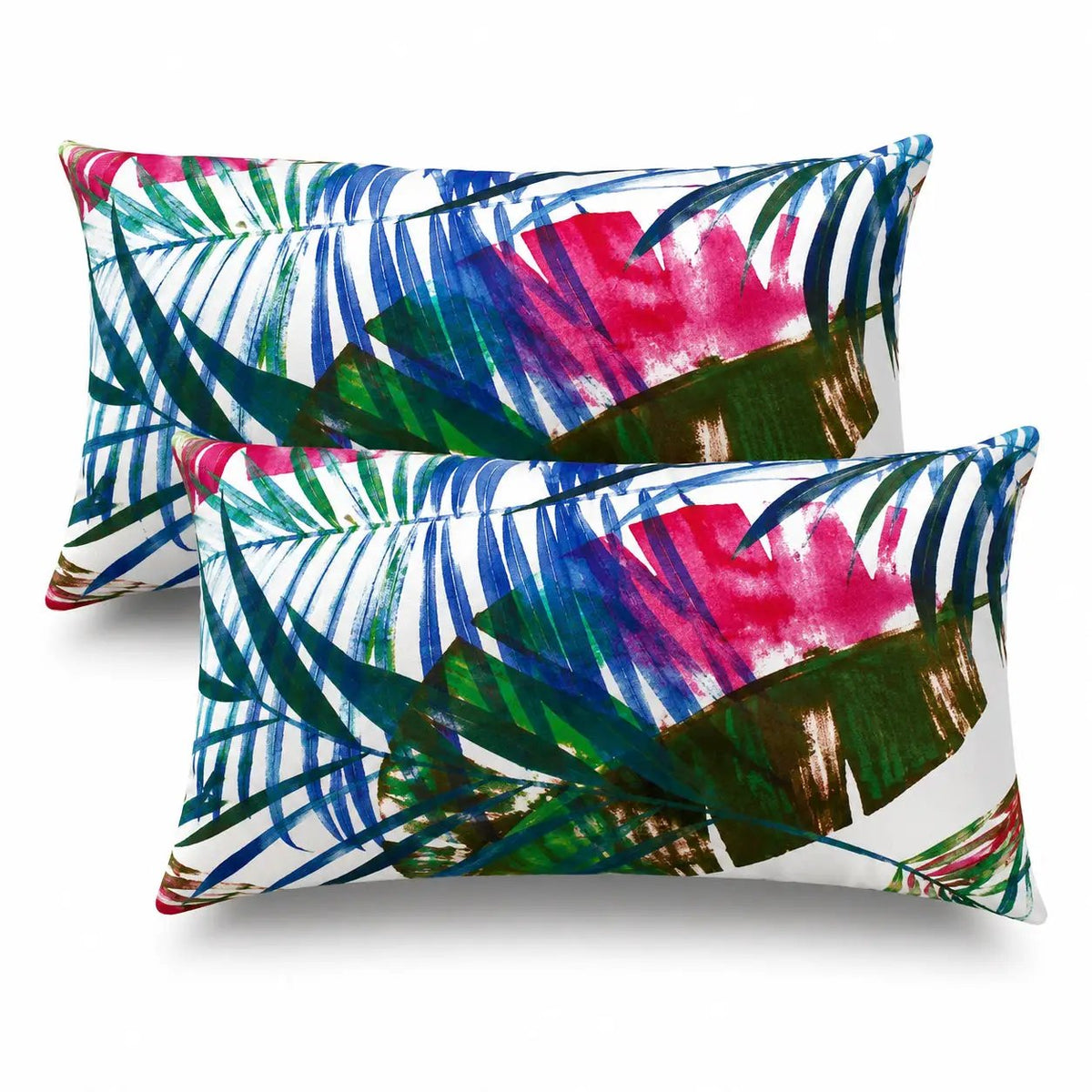 2 Pack Outdoor Lumbar Pillow Covers - Tropical Floral by HouseOfZazla