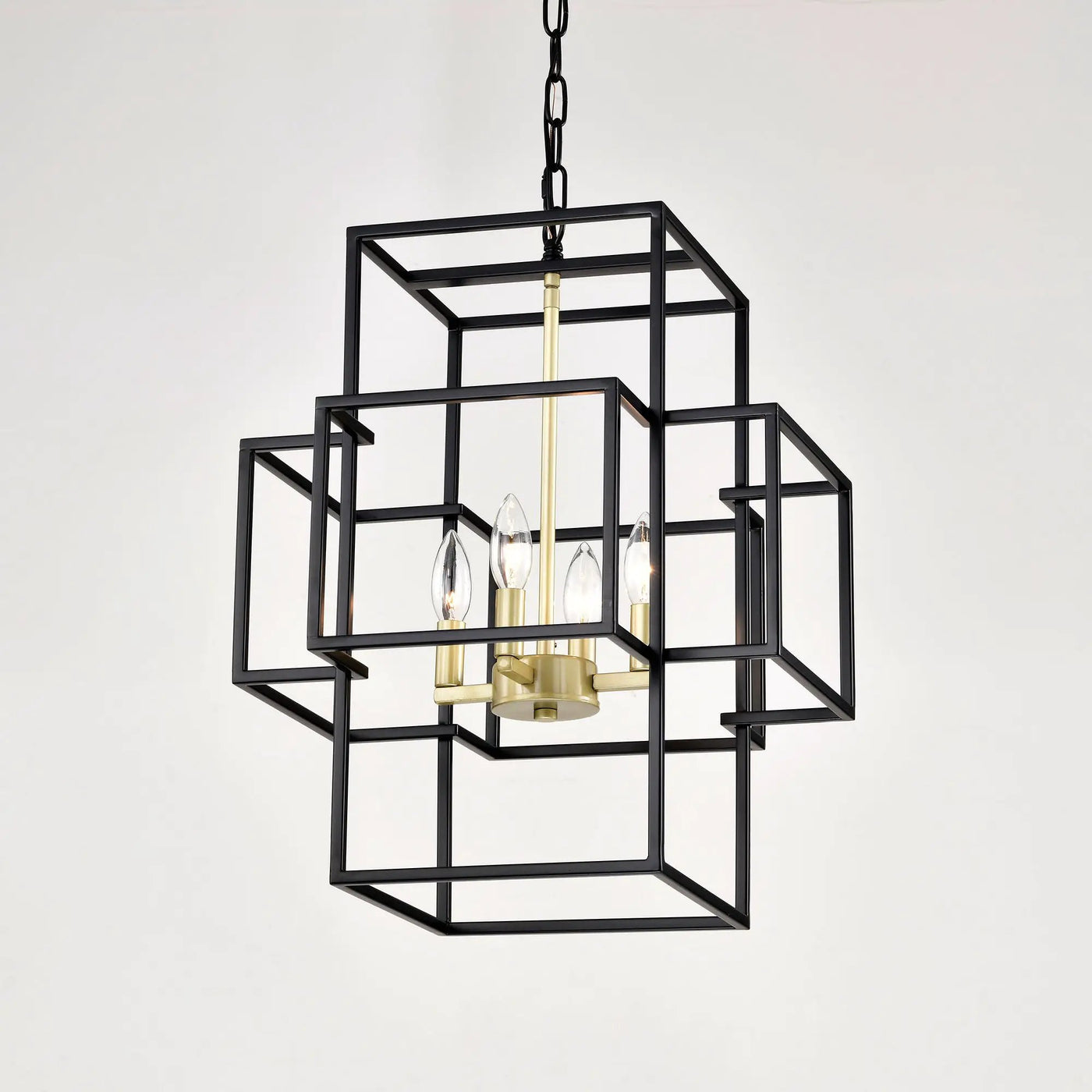 4 Light Metal Lantern Tiered Pendant Hanging Light Fixtures, Industrial Farmhouse Adjustable Height Chandeliers For Dining Room Hallway Foyer Entryway (E12 Bulbs Not Included) by HouseOfZazla