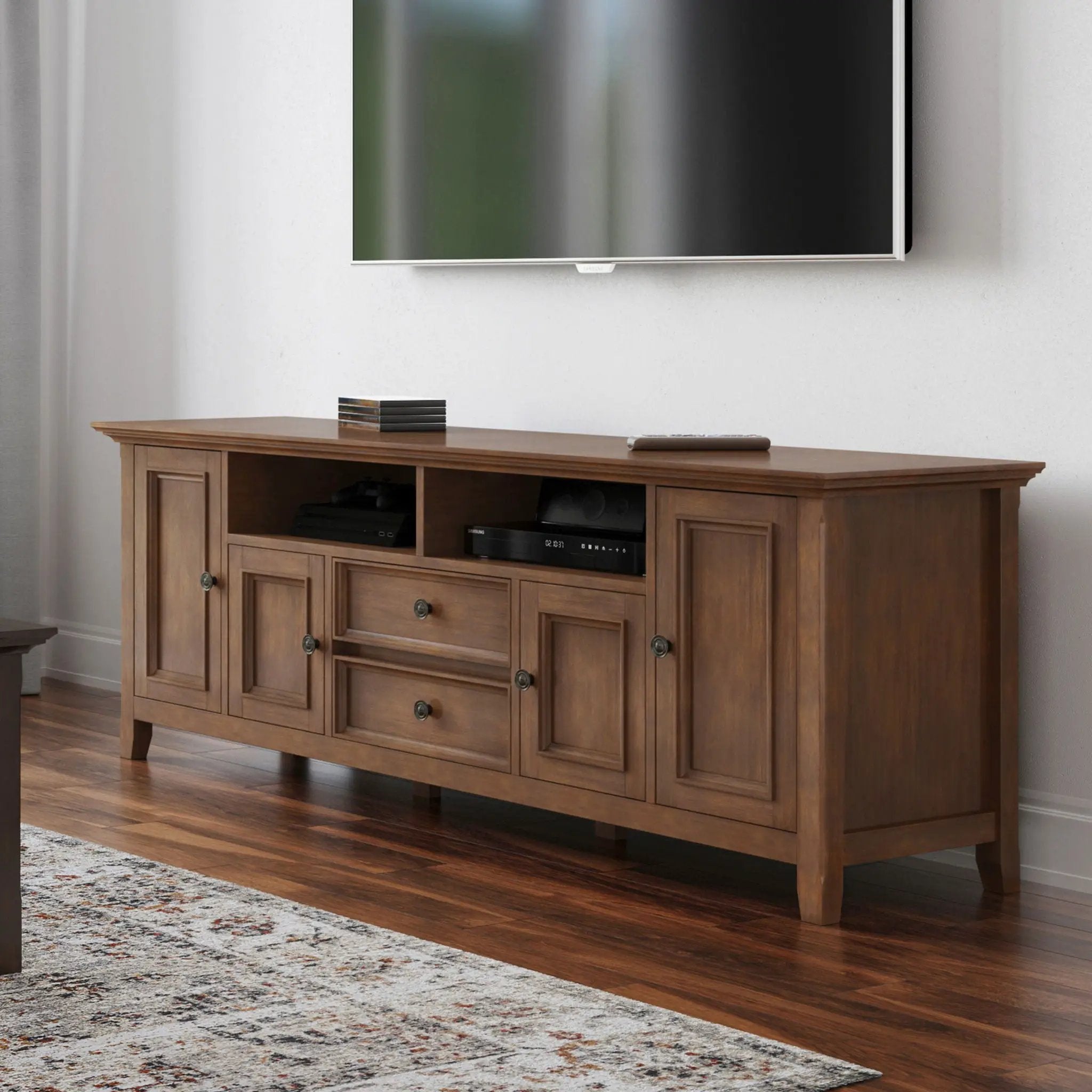 Amherst - Wide TV Media Stand - Rustic Natural Aged Brown by Unique Piece Furniture