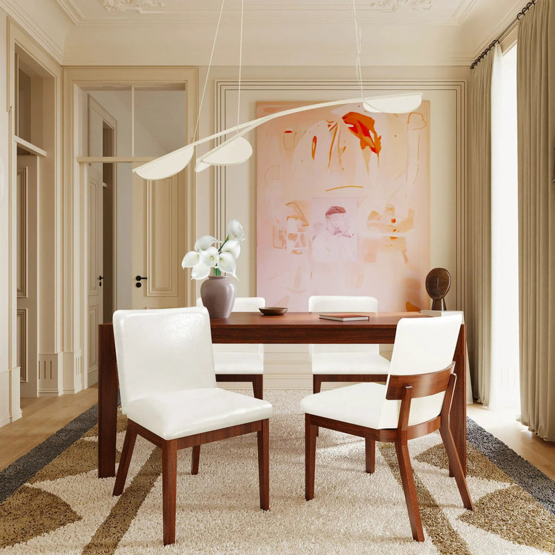 Modern Dining Chairs (Set of 2) With Glossy Upholstery - White / Walnut by Unique Piece Furniture