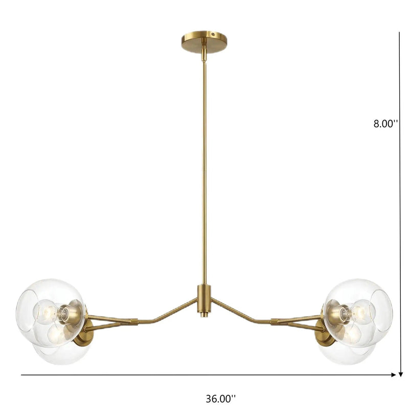 Jewel - 4 Lights Chandelier Ceiling Hanging Light Fixture - Clear / Gold by Unique Piece Furniture