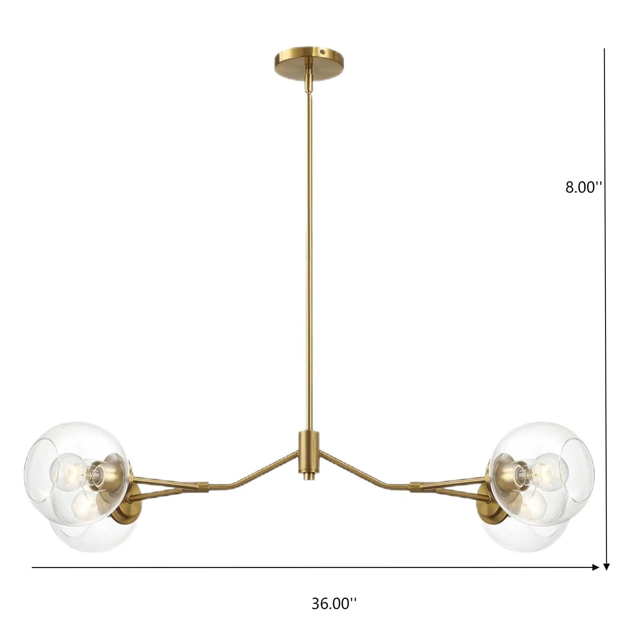 Jewel - 4 Lights Chandelier Ceiling Hanging Light Fixture - Clear / Gold by HouseOfZazla