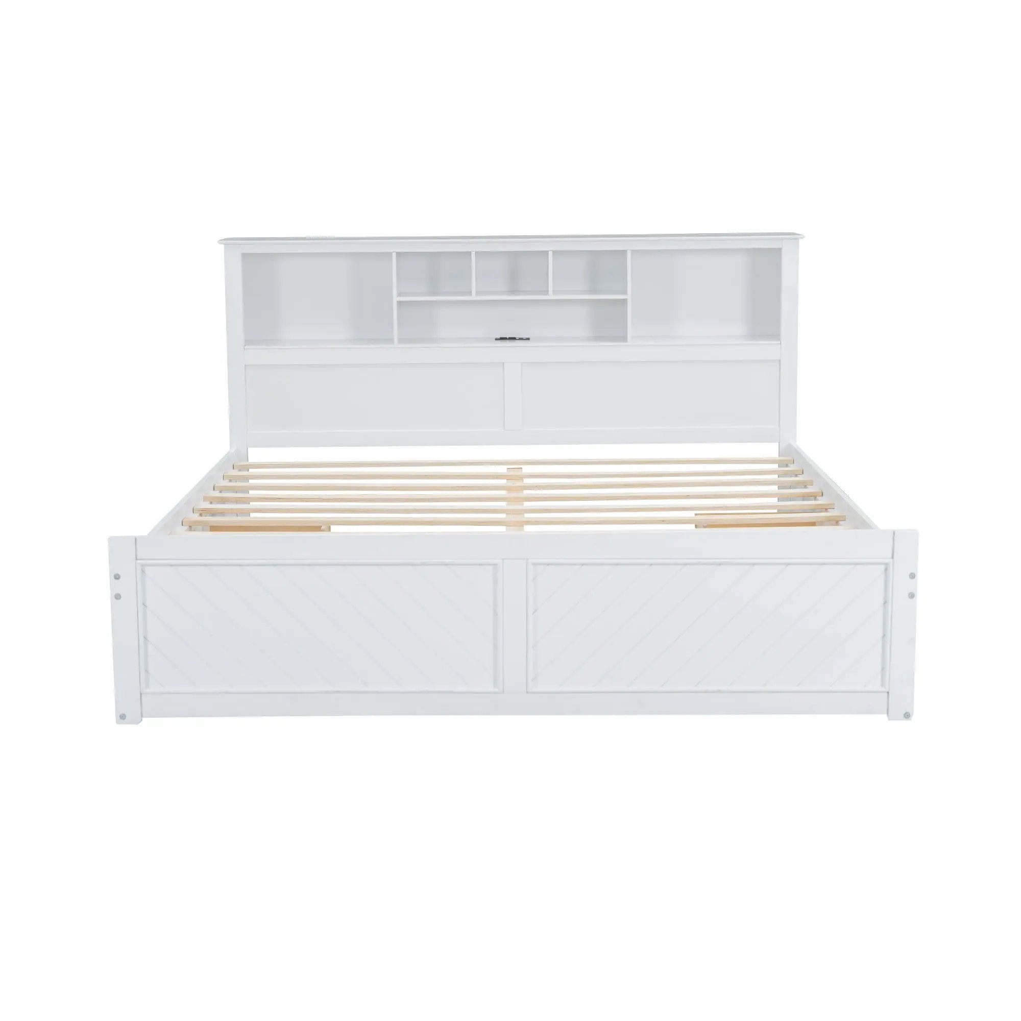 Platform Bed With Multi Storage Headboard, USB And Drawers