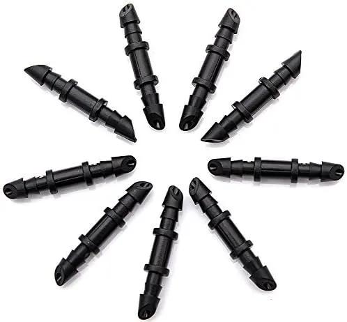 Mini Skater 5mm (Dia) Double Barbed Hard Plastic Water Hose Straight Connector Fitting, Micro Drip Irrigation Systems Quick Connect Hose Sprinkler Adapters Fit of 4/7mm Tube(Black,50PCS) by GreenHaven Gardens