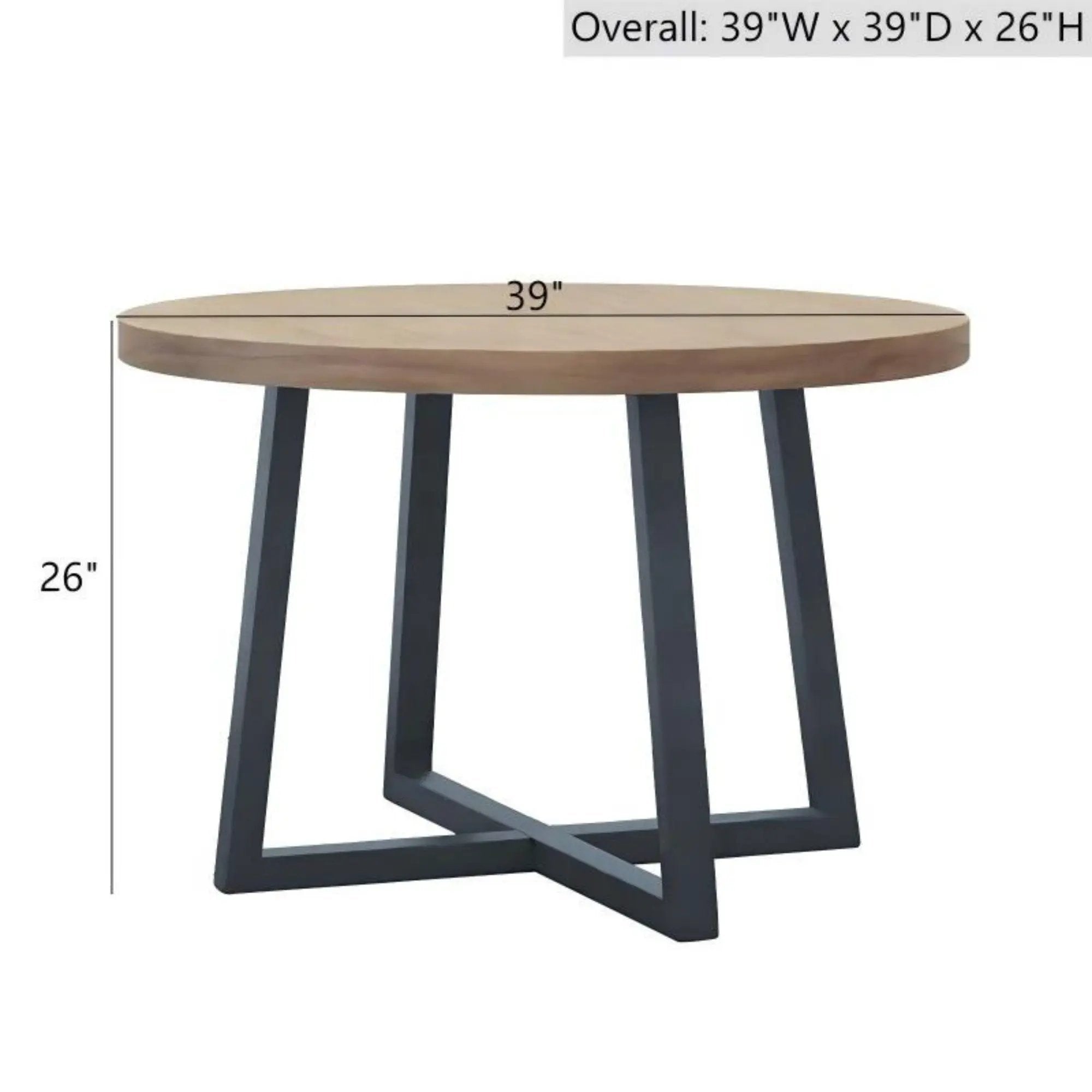 Round Dining Table With Wire Brushed Mindi Top And Mahogany Base - Wheat by Unique Piece Furniture