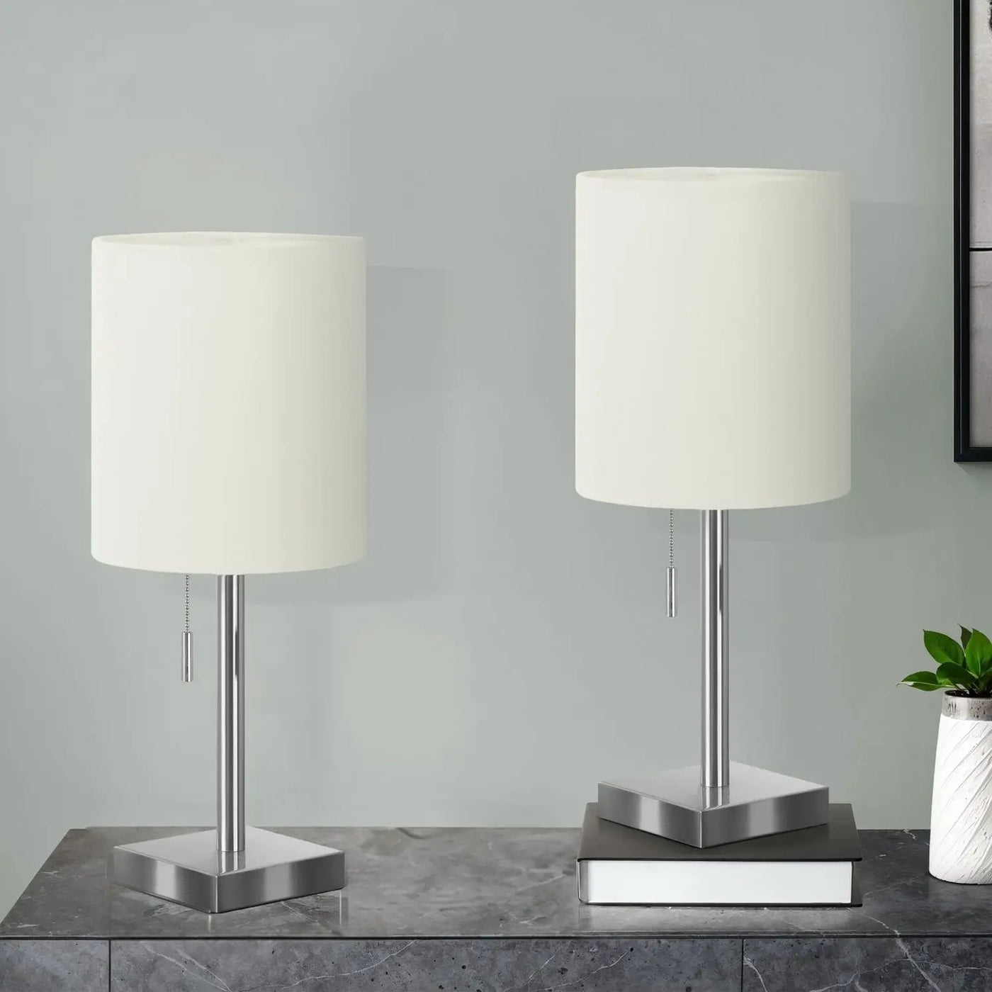 Lighting, Table Lamp, USB Port Included, Nickel, Contemporary (Set of 2) by Unique Piece Furniture