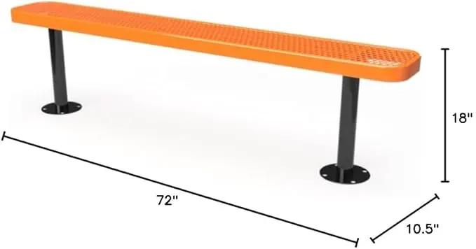 Coated Outdoor Furniture Heavy-Duty Outdoor Bench Thermoplastic Coated, Expanded Metal, Commercial-Grade Seating, Made in America (Surface Without Back, 6 Ft, Orange) by GreenHaven Gardens