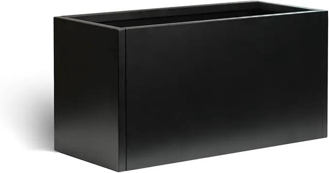 Galvanized Steel Metal Planter Rectangular Indoor Black Planter Box Large Outdoor Planters Steel 25" Lx 11" W x 13" H Commercial Residential for Patio, Deck, Garden by GreenHaven Gardens