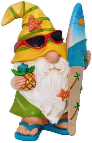 Mood Lab Garden Gnome - Surfer Gnome Figurine - 9.1 Inch Tall Funny Lawn Statue - for Outdoor & House Decor by GreenHaven Gardens