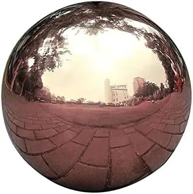 Nerien Gazing Ball, Stainless Steel Garden Mirror Globe, Polished Ornament Sphere, Hollow Floating Reflective Hemisphere, for Home Outdoor Pond Housewarming Swimming Pool Decoration, Rose Gold, 5Pcs by GreenHaven Gardens