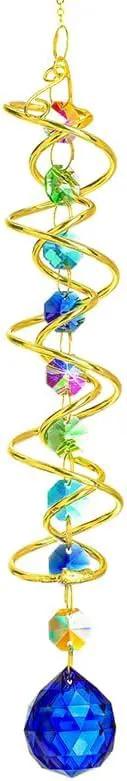 H&D HYALINE & DORA Gazing Ball Spiral Tail Crystal Suncatcher, Rainbow Maker Crystal Beads Decor Sun Catcher Hang with Hook for Window Indoor Outdoor by GreenHaven Gardens