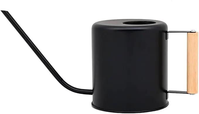 1.5 Liter Black Watering Can for Indoor Plants, House Plants, Flower Watering, Outdoor Plants - Small Metal Watering Can with Long Spout by GreenHaven Gardens