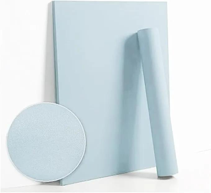 Dimoon 78.7''x17.7'' Blue Peel and Stick Wallpaper Contact Paper Modern Self Adhesive Wall Paper Removable Renter Friendly Textured Solid Color Shelf Cabinet Vinyl Roll (78.7''x17.7'',Light Blue) by GreenHaven Gardens