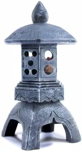 Pagoda Lantern Garden Statue with Solar Lotus Lights, Large Resin Japanese Temple Pagoda Lamp Asian Zen Outdoor Yard Decor for Landscape Patio Porch Lawn Decorations, Christmas Ornament Gift by GreenHaven Gardens