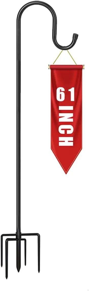 CMASTER Shepherd Hook for Outdoor, 1 Pack 61 Inch Bird Feeder Pole with 5 Prong Base Heavy Duty Adjustable Garden Hook for Hanging Plant, Hummingbird Feeder, Lantern(61 Inch) by GreenHaven Gardens