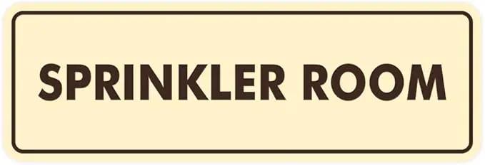 Signs ByLITA Standard Sprinkler Room Sign (Ivory/Dark Brown) - Large 2 Pack by GreenHaven Gardens