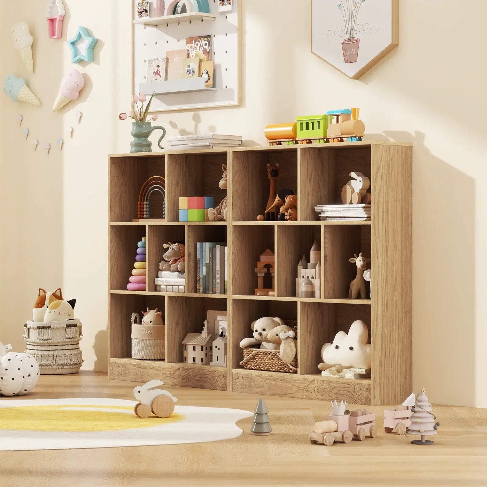 7-Section Freestanding Bookshelf for Kids Room Classroom Daycare Nursery by DirectDeals