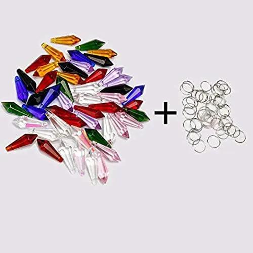 HDCRYSTALGIFTS 50pcs 38mm Crystal Icicle Pendant Chandelier Prisms Drops Lamp Candle Holders Curtain DIY Parts(Multi-Color) by GreenHaven Gardens