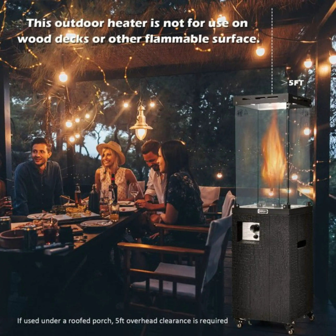 41K BTU Outdoor Propane Gas Patio Heater W/ Lockable Wheels (SAK98052) by SAKSBY WHOLESALE