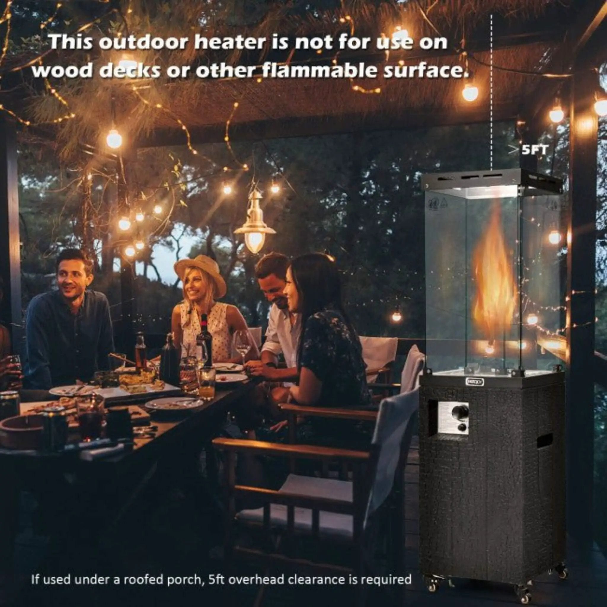 41K BTU Outdoor Propane Gas Patio Heater W/ Lockable Wheels (SAK98052) by SAKSBY WHOLESALE