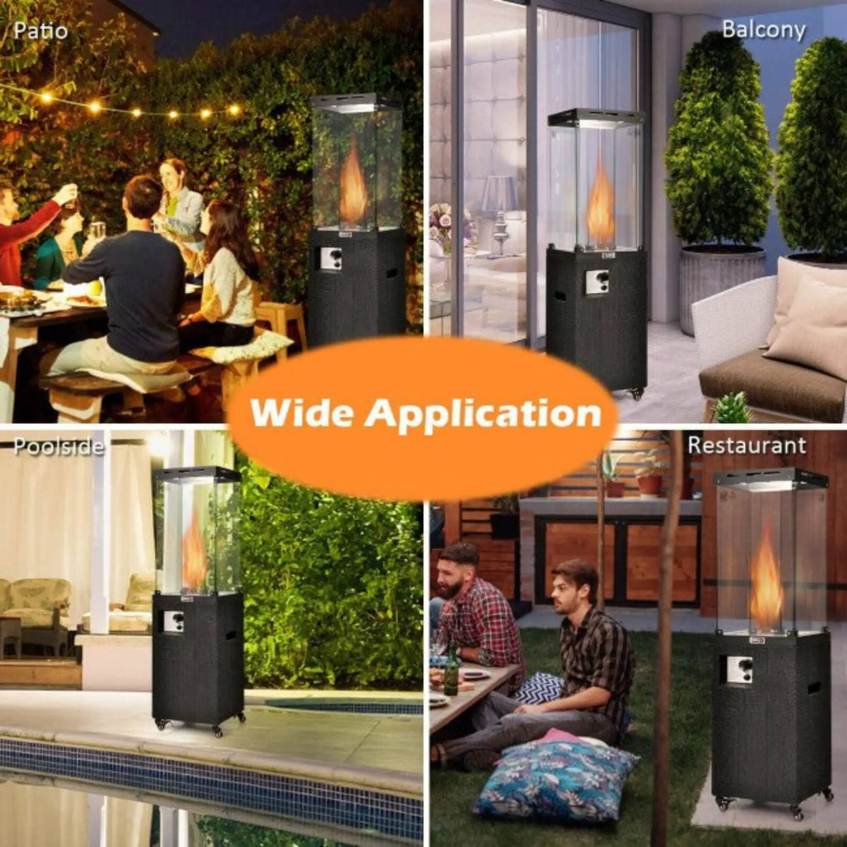 41K BTU Outdoor Propane Gas Patio Heater W/ Lockable Wheels (SAK98052) by SAKSBY WHOLESALE