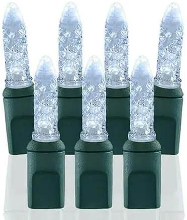Pro Christmas M5 LED Holiday Lights - 100 Bulbs, 33.3ft - Professional Grade Indoor Outdoor Diamond Cut Sparkle Light Strings for Home Decorations and Christmas Trees - Pure White by GreenHaven Gardens