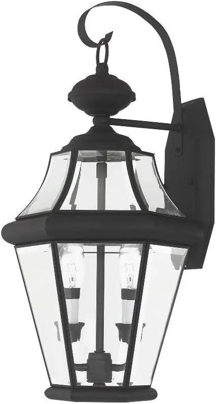 Livex Lighting 2261-91 Georgetown 2 Light Outdoor Wall Lantern, Brushed Nickel by GreenHaven Gardens