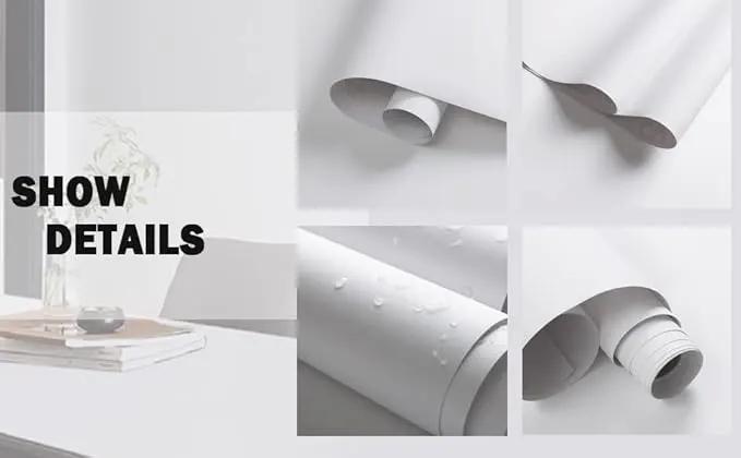 Dimoon 236''x23.6'' White Skin Peel and Stick Wallpaper Contact Paper Modern Self Adhesive Wall Paper Removable Renter Friendly Textured Solid Color Cabinet Vinyl Roll (236''x23.6'',White Skin) by GreenHaven Gardens