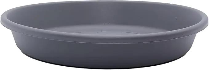 The HC Companies 6 Inch Round Plastic Classic Plant Saucer - Indoor Outdoor Plant Trays for Pots - 6.75"x6.75"x1.13" Warm Gray by GreenHaven Gardens