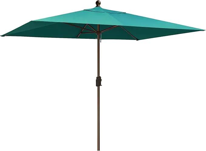 EliteShade USA 10-Year-Non-Fading 6.5x10Ft Rectangular Market Umbrella Patio Umbrella Outdoor Table Umbrella with Ventilation, Teal by GreenHaven Gardens