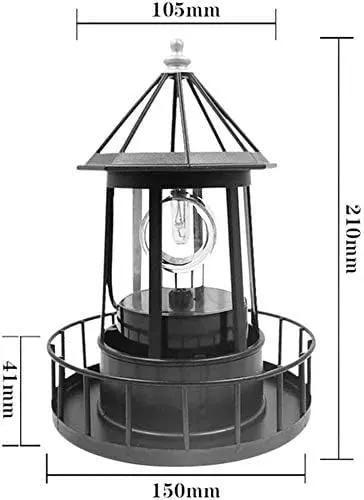 Marsrut LED Solar Light Powered Rotating Lighthouse Beacon Lamp, Outdoor Courtyard Waterproof Solar Hanging Lamp, Lawn Lantern, for Patio Fence Garden Decoration Outdoor Lighting Home Decor (Black) by GreenHaven Gardens