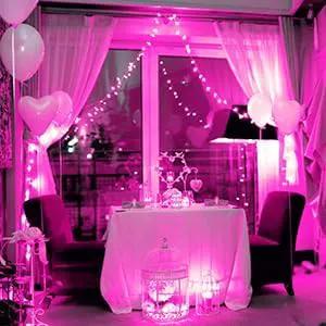 JMEXSUSS Connectable 100 LED Room Lights, 33ft 8 Modes Pink Christmas Lights Clear Wire, Plug in Pink String Lights Indoor Outdoor for Room Decor Christmas Tree Bedroom Valentines Party by GreenHaven Gardens