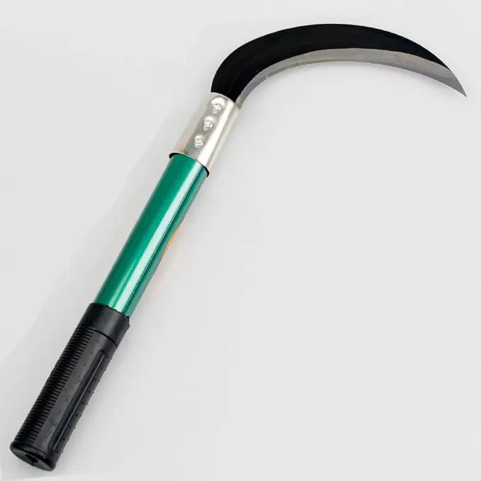 KEYI Weeding Sickle,Steel Grass Sickle,Manganese Steel Blade/Hardwood Handle Hand held Serrated Grass Hook Cutter - Great for Removing Unwanted Vines and Weeds. (13.8 in*6.3 in) by GreenHaven Gardens