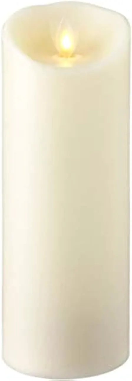 3"X8" Moving Flame Ivory Pillar Candle - Elegant Flameless Lighting Accent and Decorative Light Source - Flickering Scented Candles for Entryway, Garden, Patio, Bathroom and Living Room by GreenHaven Gardens