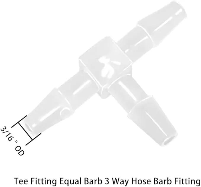 3/16" Tee Fitting Equal Barb 3 Way Hose Barb Fitting，Splicer Joint Mender Adapter Union Fitting for Fuel Gas Liquid Air (Pack of 5) by GreenHaven Gardens