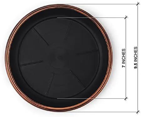 9" Decorative Heavy Duty Tray/Saucer (2 Pack) Rustic Medieval/French Country Look, Pot/Planter Base for Indoor/Outdoor Decor Use. Long Lasting, Reusable Light Weight (9 inches, Copper) by GreenHaven Gardens