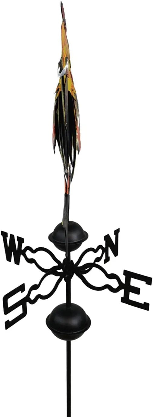 Westcharm 48 in. Crowing Metal Rooster Weathervane | Wind Wheel Decorative Garden Stake with Rooster Ornament | Chicken Garden Weather Vane by GreenHaven Gardens