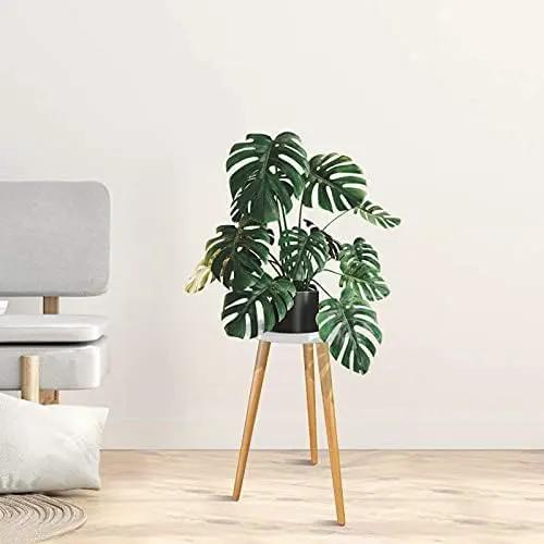 Uneedem Indoor Plant Stand Wood Mid Century Plant Stand for Indoor Plants, Modern Plant Table,Tall Plant Holder for Flower Pots, Small Round Side Table, End Table (A3-White,High: 20.5") by GreenHaven Gardens