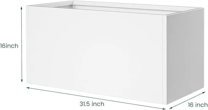 White Steel Planter Outdoor Indoor Planter Box Galvanized Steel Metal Large Planters Rectangular Flower Pot 31.5 In L x 16 In W x 16 In H Modern Commercial Residential for Trees Patio Deck Yard Garden by GreenHaven Gardens
