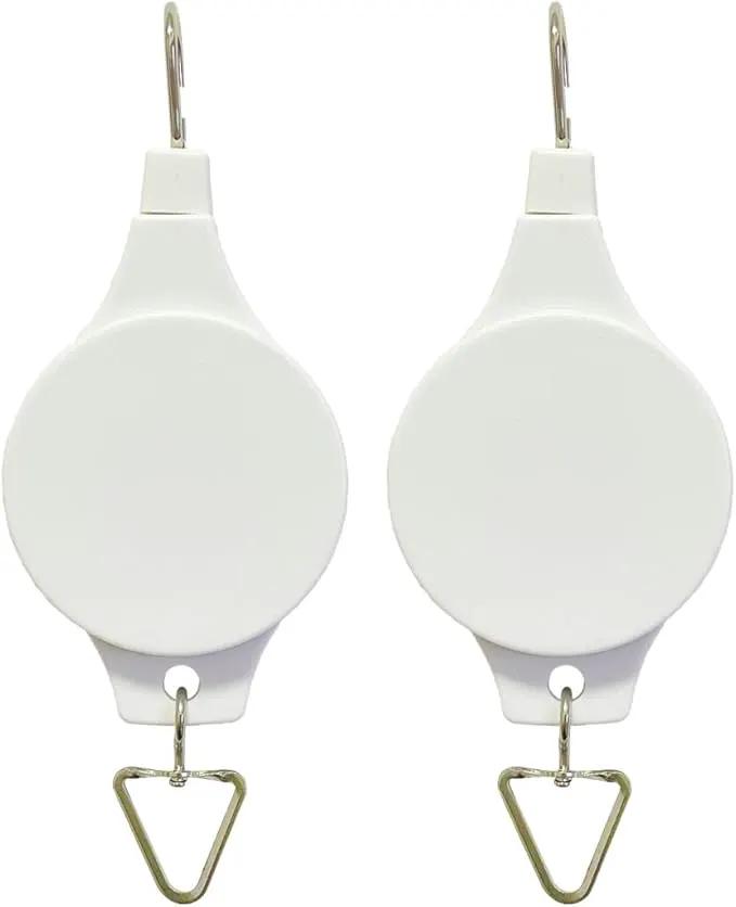 Pack Plant Hook Pulley, Retractable Plant Hanger Easy Reach Hanging Flower Basket for Garden Baskets Pots and Birds Feeder Hang High up and Pull Down to Water Or Feed (White 2Pack) by GreenHaven Gardens